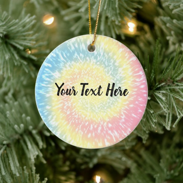 Ornamento De Cerâmica Tie Dye Hippy Swirl Natal Personalizado (Árvore)