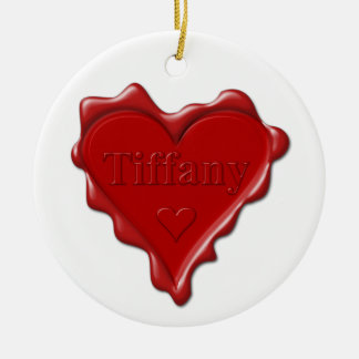 Ornamento De Cerâmica Tiffany. Selo vermelho da cera do coração com
