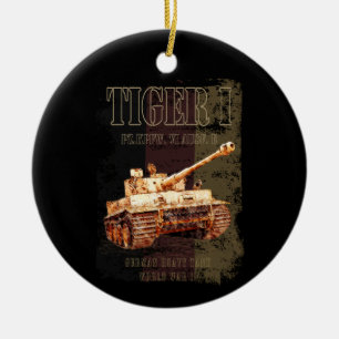 Ornamento De Cerâmica Tiger I German Heavy Tank WII com bandeira alemã