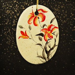 Ornamento De Cerâmica Tiger Lily - Vermelho