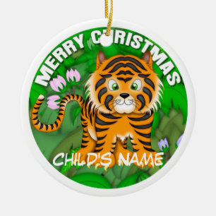 Ornamento De Cerâmica Tigre do Feliz Natal