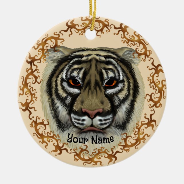Ornamento De Cerâmica Tigre Feroz  (Frente)
