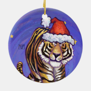 Ornamento De Cerâmica Tigre Natal