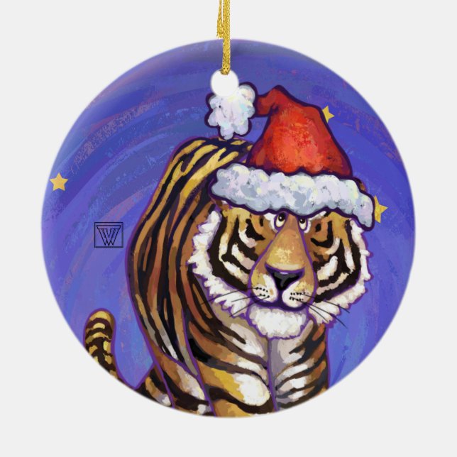 Ornamento De Cerâmica Tigre Natal (Traseira)