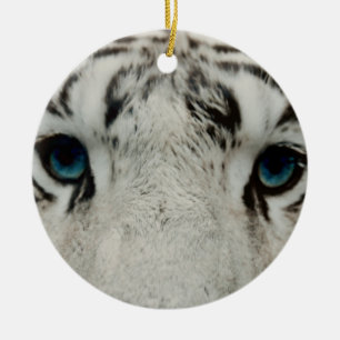 Ornamento De Cerâmica Tigre Siberian branco