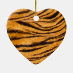 Ornamento De Cerâmica Tigre Stripes Pele Preto e Laranja Personaliza
