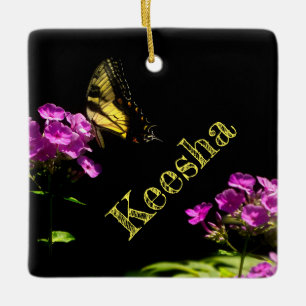 Ornamento De Cerâmica Tigre Swallowtail no Phlox