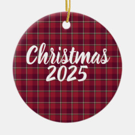Ornamento De Cerâmica Tijolo Antigo e Cab Sav Xadrez Natal 2025