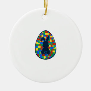 Ornamento De Cerâmica Tijolos de Construção Ovo de Páscoa Coelho Meninos