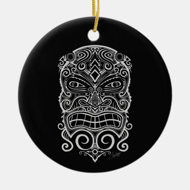 Ornamento De Cerâmica Tiki Mask (Frente)