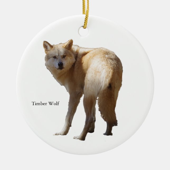 Ornamento De Cerâmica Timber Wolf ornament (Frente)