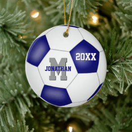 Ornamento De Cerâmica time branco azul colorido futebol masculino