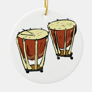 Ornamento De Cerâmica Timpani dois com imagem do gráfico dos malhos