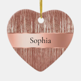 Ornamento De Cerâmica Tinsel Gelam-Dourado-Rosa Chic Strips Natal