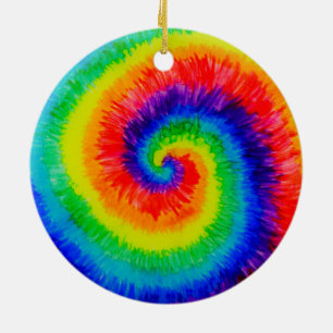 Ornamento De Cerâmica Tinta de Álcool Rainbow Tie-Dye