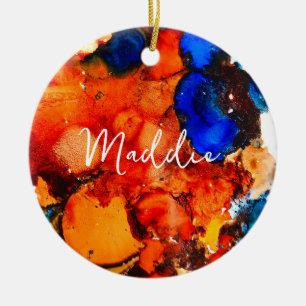 Ornamento De Cerâmica Tinta laranja de abstrato