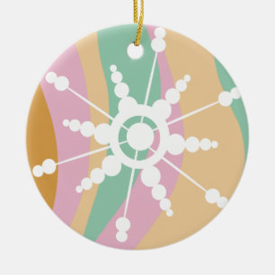 Ornamento De Cerâmica Tinta Tie Dye Retro Groovy Natal Bege Verde