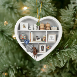 Ornamento De Cerâmica Tiny Shelves Dachshund Dog Lover edition 2D print