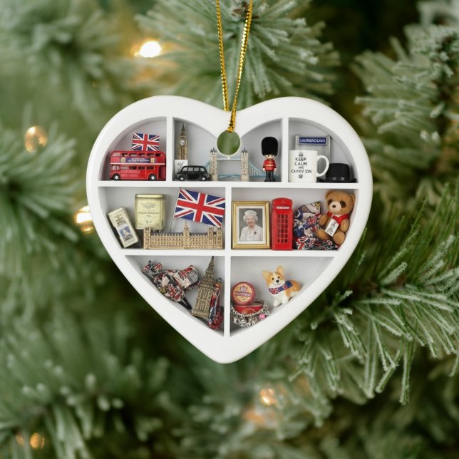 Ornamento De Cerâmica Tiny Shelves: I Love London 2D print British UK (Árvore)
