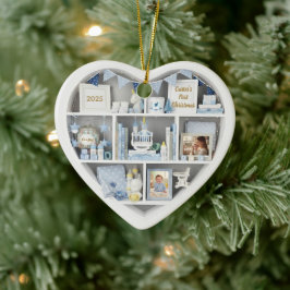 Ornamento De Cerâmica Tiny Shelves Personalized Baby Boy First Christmas