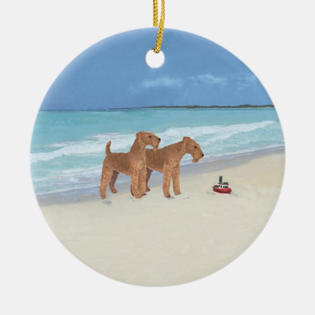 Ornamento De Cerâmica Tiny Tugboat (Frente)