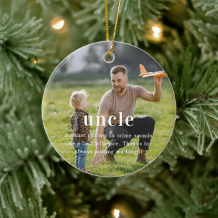 Ornamento De Cerâmica Tio   Presente de Natal Sentimental com Foto