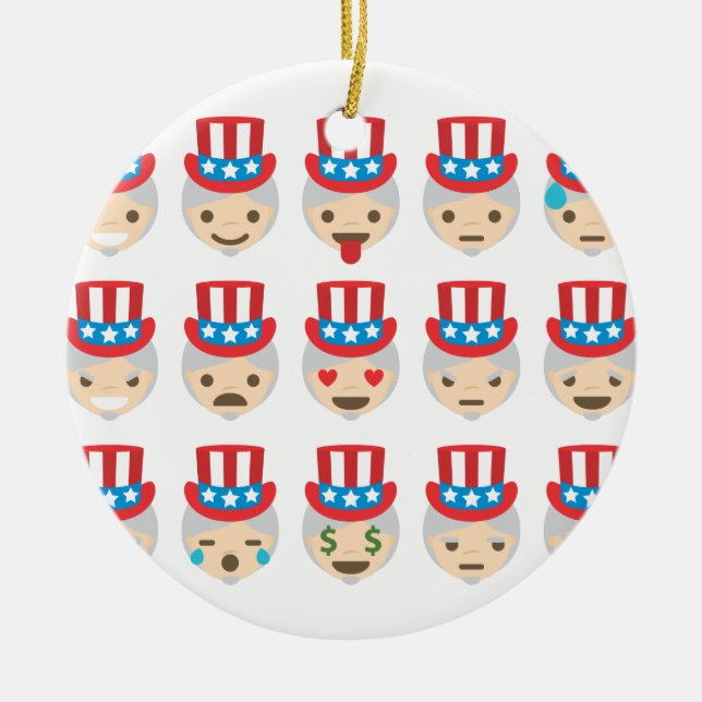 Ornamento De Cerâmica tio sam emoji (Frente)