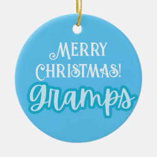 Ornamento De Cerâmica Tipografia Azul legal Vovô Feliz de Natal