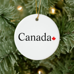 Ornamento De Cerâmica Tipografia canadiana com folha branca