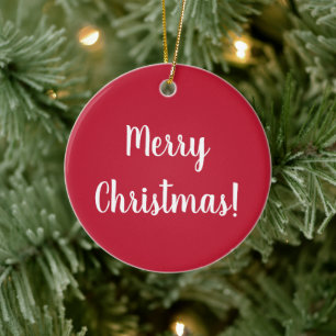 Ornamento De Cerâmica Tipografia de Natal Red Merry Festivo