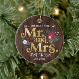 Ornamento De Cerâmica Tipografia do ouro russo 1rua natal mr e mrs c