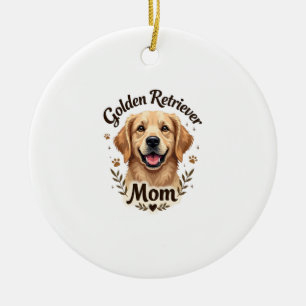 Ornamento De Cerâmica Tipografia Mãe de Golden Retriever Antiga Amante d