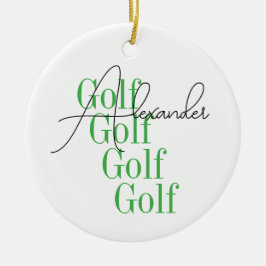 Ornamento De Cerâmica Tipografia Mínima Personalizada de Golfe