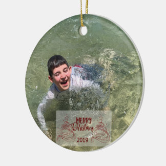 Ornamento De Cerâmica Tipografia Personalizada de Natal