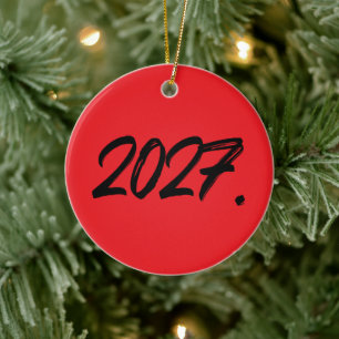 Ornamento De Cerâmica Tipografia Pincel Tinta Ano De 2027