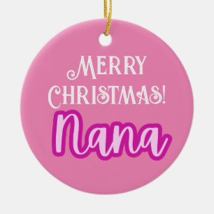 Ornamento De Cerâmica Tipografia rosa bonito Feliz Natal Nana