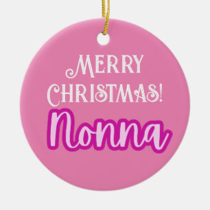 Ornamento De Cerâmica Tipografia Rosa bonito Nonna Feliz Natal