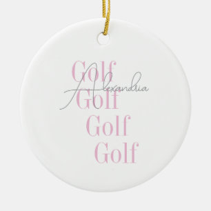Ornamento De Cerâmica Tipografia Rosa de Golfe Personalizada das Mulhere