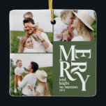 Ornamento De Cerâmica tipografia verde multifoto-moderna e colorida<br><div class="desc">Gráficos verdes,  coloridos e vívidos,  feliz de ornamento de fotos multiferiado para design de de natação de natal natalício. Parte de uma coleção de feriados divertida.</div>