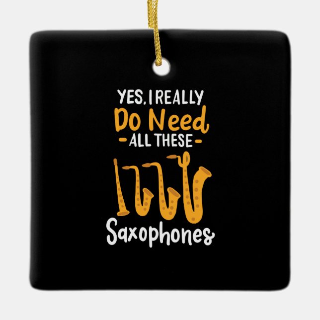 Ornamento De Cerâmica Tipos saxofone (Frente)