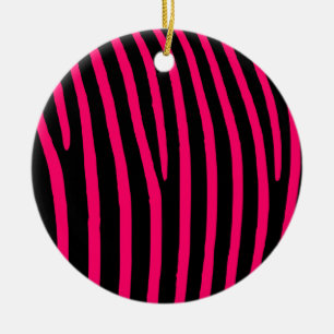 Ornamento De Cerâmica Tiras de Zebra Rosa Quente