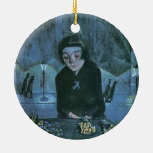 Ornamento De Cerâmica Tired Flower Girl (por Walter Gramatté) (Traseira)