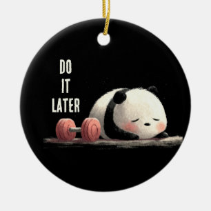 Ornamento De Cerâmica Tired Panda Gym – Arte Divertida de Treino Fofa