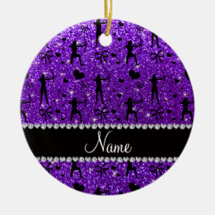 Ornamento De Cerâmica Tiro ao arco roxo do brilho do índigo conhecido