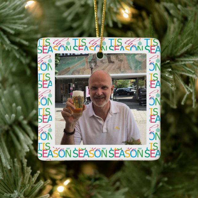 Ornamento De Cerâmica Tis the Season 'Photo' Ornament (Árvore)