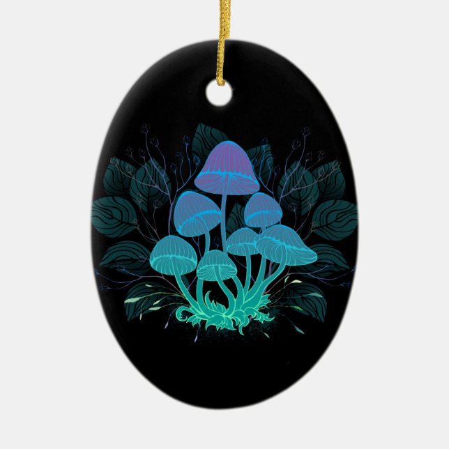 Ornamento De Cerâmica Toadstools em arbustos (Frente)