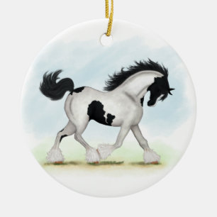 Ornamento De Cerâmica Tobiano Gypsy Vanner Horse
