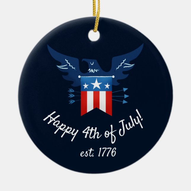 Ornamento De Cerâmica Toda Águia Americana e Patriótica (Frente)