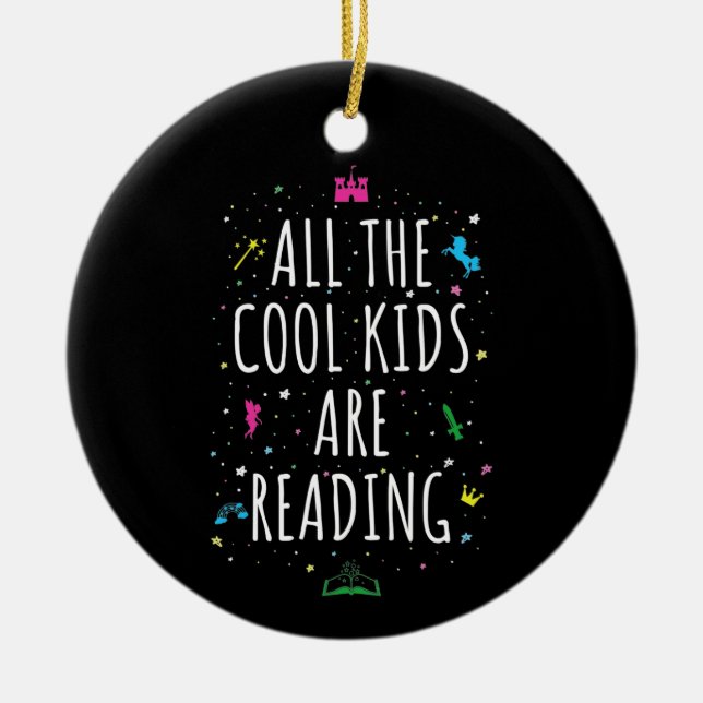 Ornamento De Cerâmica Todas As Crianças Legal Estão Lendo (Frente)