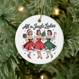 Ornamento De Cerâmica Todas As Senhoras Jingle Natal Retro Vintage Natal
